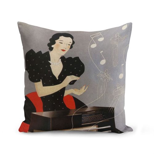 Housse De Coussin 40x40 Cm Radio Telefunken Art Deco Publicite Ancienne Vintage