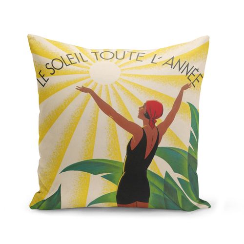 Housse De Coussin 40x40 Cm Cote D'azur Art Deco Affiche Ancienne Vintage