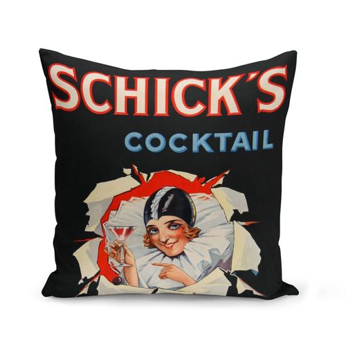 Housse De Coussin 40x40 Cm Shick's Cocktail Art Deco Affiche Publicitaire Ancienne Vintage