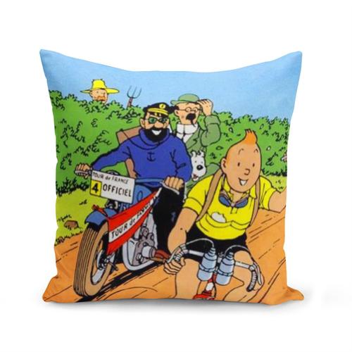 Housse De Coussin 40x40 Cm Tintin Tour De France Maillot Jaune Bd Vintage