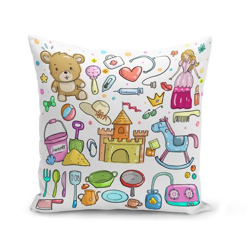 Housse De Coussin 40x40 Cm Aquarelle Chateau Princesse Jouet Enfant Dessin Mignon