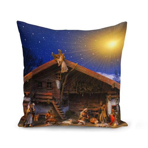 Housse De Coussin 40x40 Cm Creche Naissance De Jesus Noel Rois Mages Marie Bible Anges