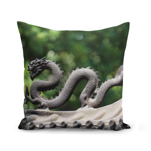 Housse De Coussin 40x40 Cm Dragon Chinois En Fonte Detail De Temple