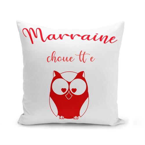 Housse De Coussin 40x40 Cm Marraine Chouette Hibou Mignon Douceur Tendresse