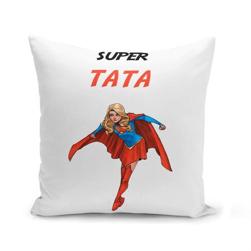 Housse De Coussin 40x40 Cm Super Tata Super Woman Wonder Woman Super Hero Tante