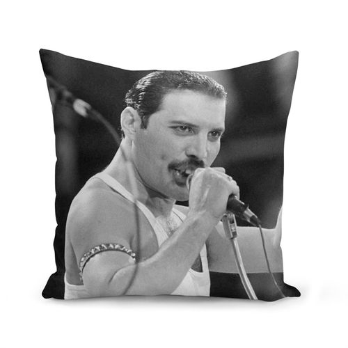 Housse De Coussin 40x40 Cm Queen Freddy Mercury Wembley Rock 80's Noir Et Blanc