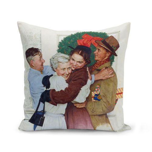 Housse De Coussin 40x40 Cm Home For Christmas Peinture Norman Rockwell Noel Famille
