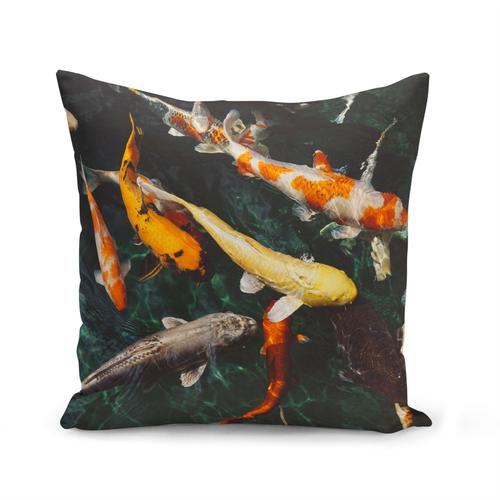 Housse De Coussin 40x40 Cm Carpes Koi Multicolor Bassin A Poisson Poissons Rouge Japon