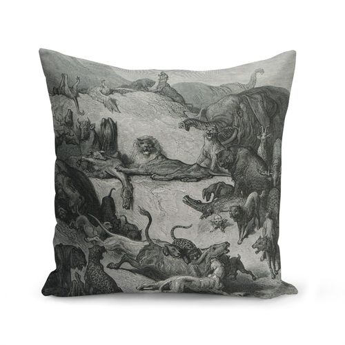 Housse De Coussin 40x40 Cm Les Animaux Malades Et La Peste Fable Lafontaine Gustave Dore Gravure