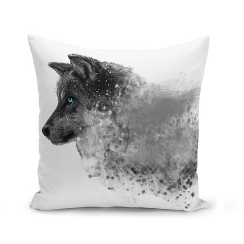 Housse De Coussin 40x40 Cm Magnifique Loup Yeux Bleu Peinture Art Animaux Sauvages