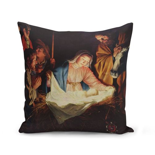 Housse De Coussin 40x40 Cm La Nativite Naissance De L'enfant Jesus Peinture Vierge Marie Noel