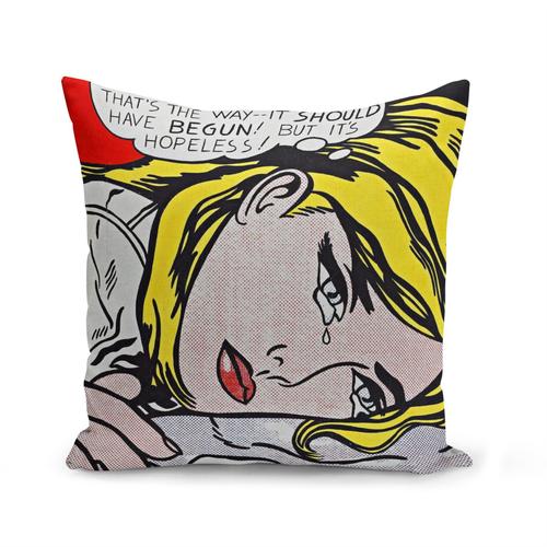 Housse De Coussin 40x40 Cm Hopless / Par Roy Lichtenstein / Pop Art / Comics