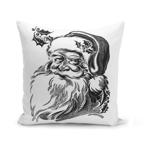 Housse De Coussin 40x40 Cm Dessin Pere Noel Noir Et Blanc Vintage Retro Santa Claus