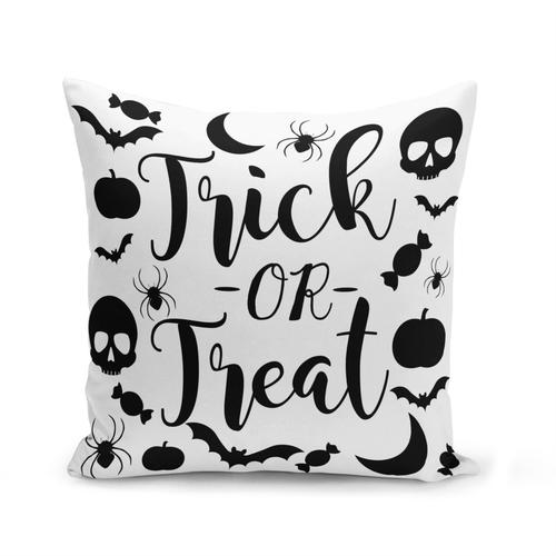 Housse De Coussin 40x40 Cm Halloween Trick Or Treat Crane Bonbon Chauve Souris Araignee