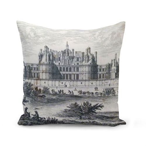 Housse De Coussin 40x40 Cm Gravure Ancienne Chateau De Chambord Renaissance France