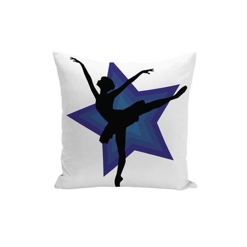 Housse De Coussin Silhouette Noire De Danseuse Étoile Faisant Une Arabesque Sur Étoile Bleue 40x40cm