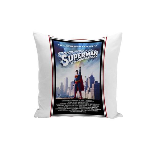 Housse De Coussin Vieille Affiche Anglaise De Film Superman 35th Anniversary Rétro Poster Cinéma Vintage 40x40cm