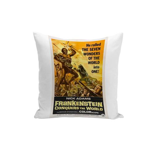 Housse De Coussin Vieille Affiche Anglaise De Film Frankenstein Conquers The World Rétro Poster Cinéma Vintage 40x40cm