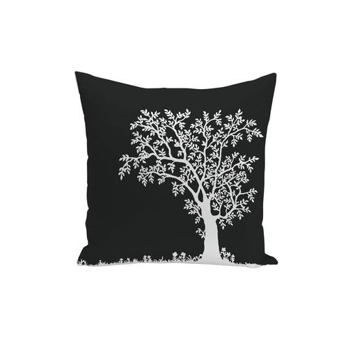 Housse De Coussin Dessin Cerisier Sakura Noir Et Blanc 40x40cm