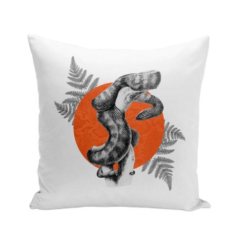 Housse De Coussin 40x40 Cm Serpent À Tete Noire Minimaliste Biologie Illustration Ancienne