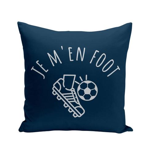 Housse De Coussin 40x40 Cm Je M'en Foot Sport Football Ballon Team