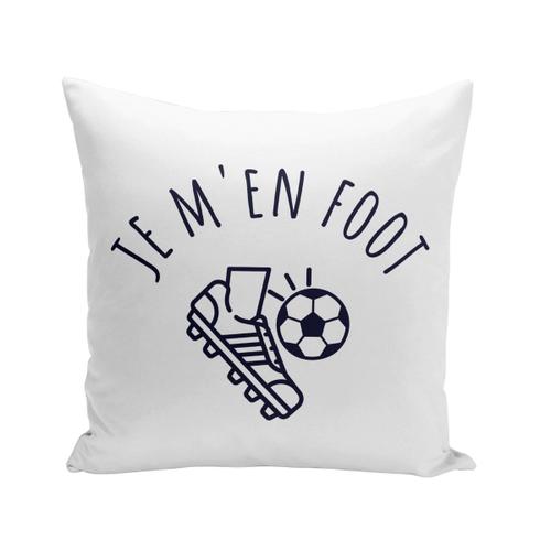 Housse De Coussin 40x40 Cm Je M'en Foot Sport Football Ballon Team