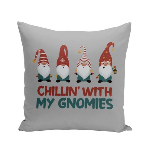 Housse De Coussin 40x40 Cm Chillin With My Gnomies Noel Hiver Cadeau Père Noel