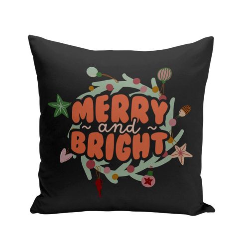 Housse De Coussin 40x40 Cm Merry And Bright Noel Hiver Cadeau Père Noel