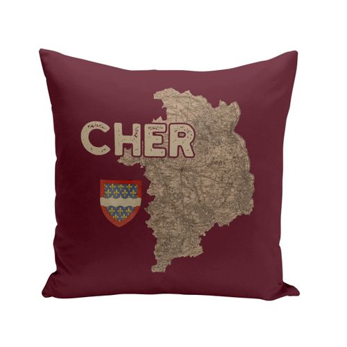 Housse De Coussin 40x40 Cm Cher 18 Département Bourges Carte Ancienne Rare
