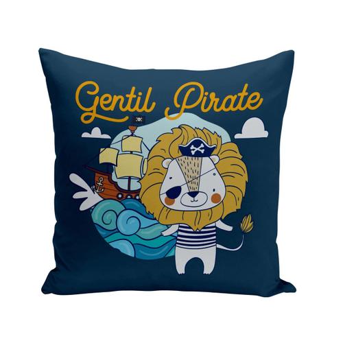 Housse De Coussin 40x40 Cm Lion Gentil Pirate Dessin Illustration Capitaine