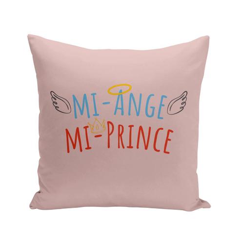 Housse De Coussin 40x40 Cm Mi-Ange Mi-Prince Dessin Original Mignon