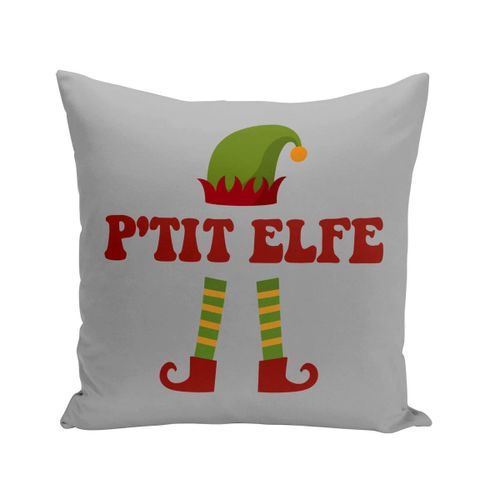 Housse De Coussin 40x40 Cm P'tit Elfe Noel Renne Lutin Hiver Cadeau Père Noel
