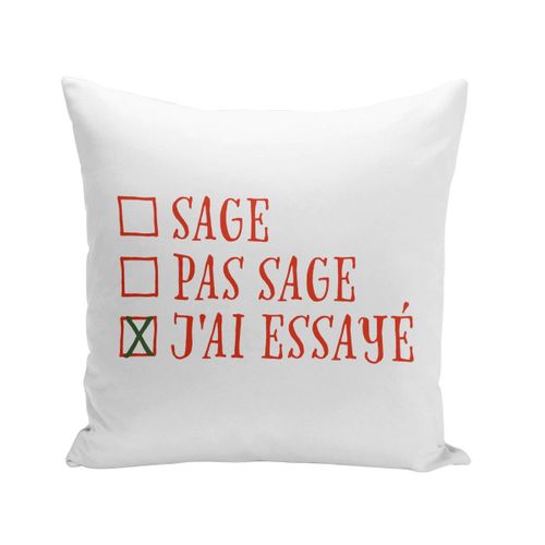Housse De Coussin 40x40 Cm Sage Pas Sage J'ai Essayé Noel Hiver Cadeau Père Noel