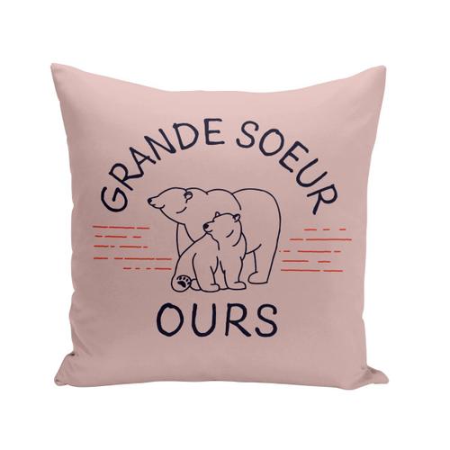 Housse De Coussin 40x40 Cm Grande Soeur Ours Famille Animal Polaire