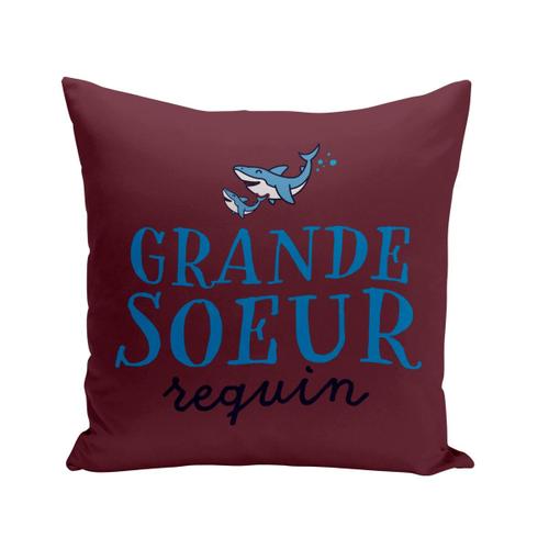 Housse De Coussin 40x40 Cm Grande Soeur Requin Poisson Mer Mignon