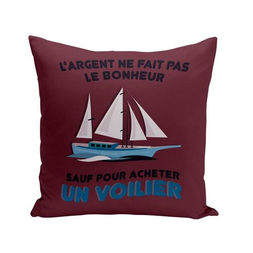 Housse De Coussin 40x40 Cm Voilier - L'argent Ne Fait Pas Le Bonheur Bateau Mer