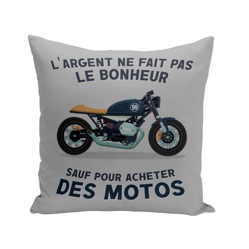 Housse De Coussin 40x40 Cm Moto Sport - L'argent Ne Fait Pas Le Bonheur