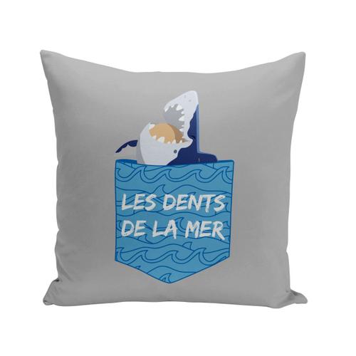 Housse De Coussin 40x40 Cm Poche Surprise Requin Attaque Illustration Dessin Mer