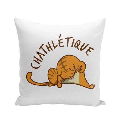 Housse De Coussin 40x40 Cm Chat Athlète Jeu De Mot Animaux De Compagnie