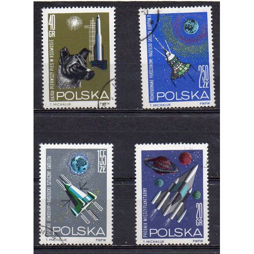 Pologne- Lot De 4 Timbres Oblitérés - Espace