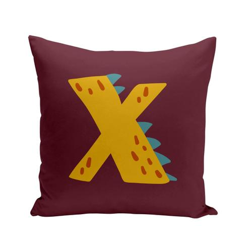 Housse De Coussin 40x40 Cm X Xavier Lettre Prénom Dinosaure Dessin Enfant