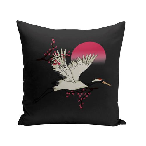 Housse De Coussin 40x40 Cm Grue Du Japon Oiseau Asie Faune Sakura