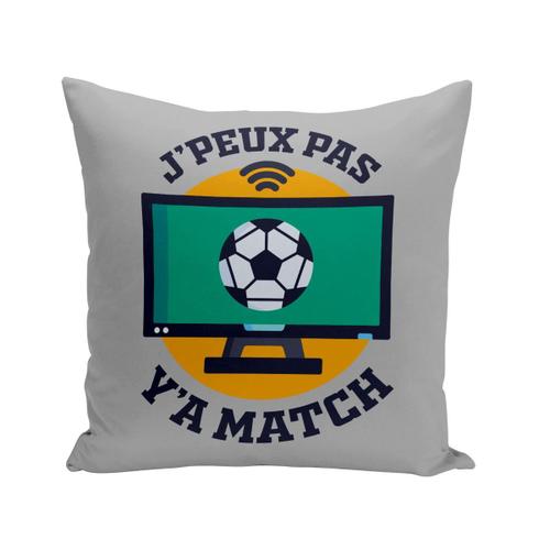 Housse De Coussin 40x40 Cm J'peux Pas Y'a Match Football Sport Tv