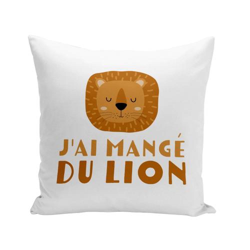 Housse De Coussin 40x40 Cm J'ai Mangé Du Lion Enfant Dessin