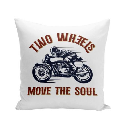 Housse De Coussin 40x40 Cm Two Wheels Move The Soul Moto Motard Cafe Racer