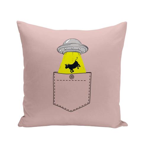 Housse De Coussin 40x40 Cm Poche Surprise Ovni Extraterrestre Vache Dessin