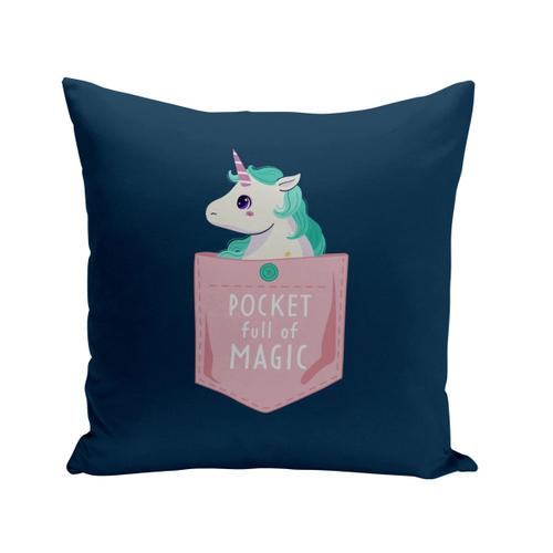 Housse De Coussin 40x40 Cm Poche Pocket Full Of Magic Licorne Magie Dessin