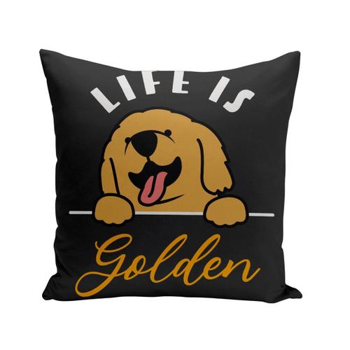 Housse De Coussin 40x40 Cm Life Is Golden Retriever Chien Golden Retriever