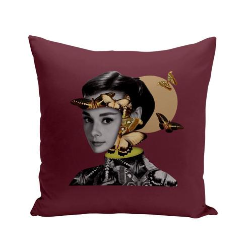 Housse De Coussin 40x40 Cm Actrice Femme Papillon Collage Art Surréalisme