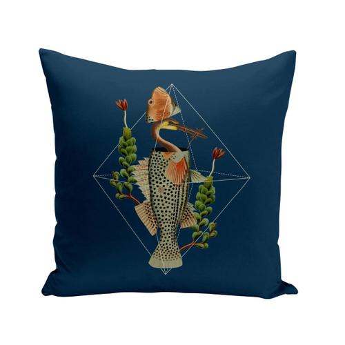 Housse De Coussin 40x40 Cm Héron Caché Dans Un Poisson Collage Art Surréalisme